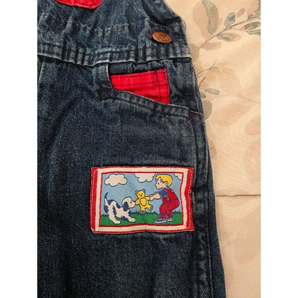 Vintage Oshkosh Overalls Jeans Red Green 12 Months Made in USA - Picture 3 of 6